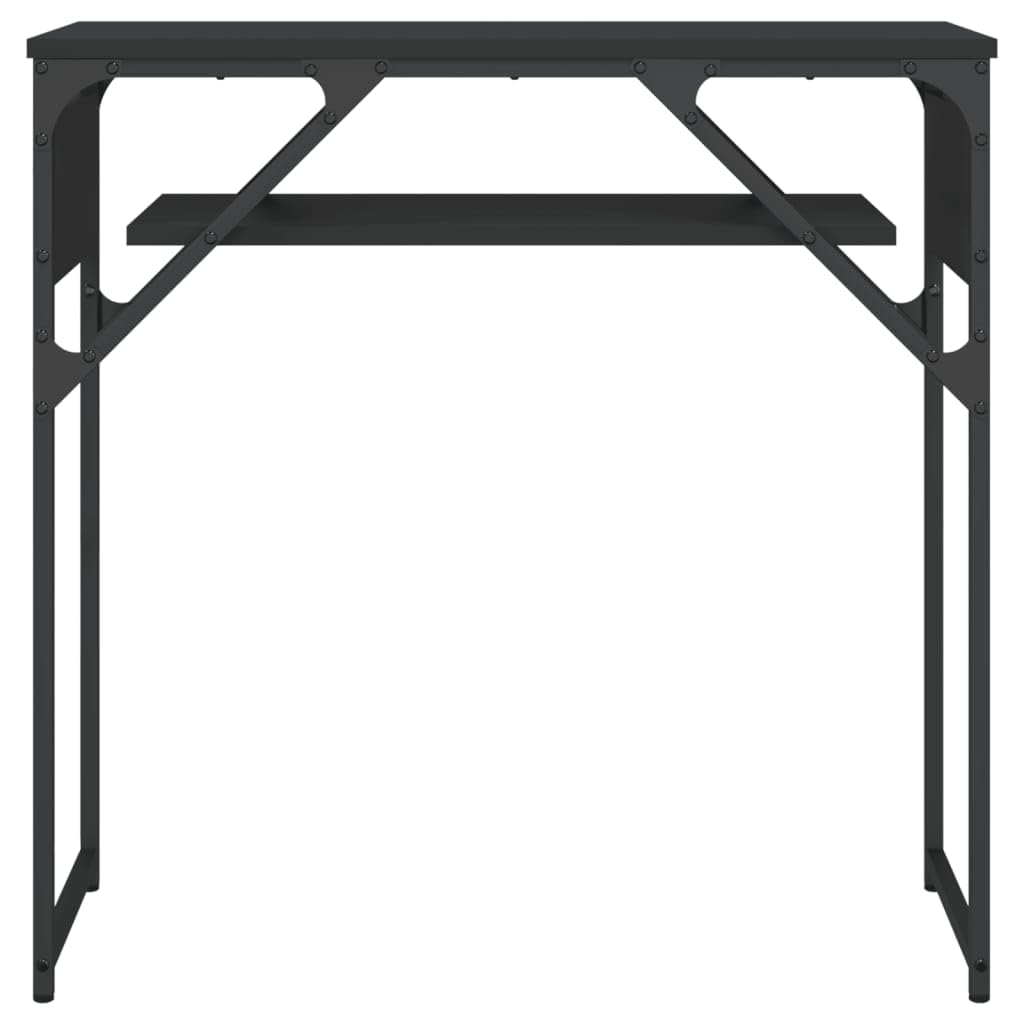 vidaXL Console Table with Shelf - Black Engineered Wood with Adjustable Feet - Durable Metal Frame - Industrial Style for Hallway, Entryway, Living Room