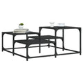 vidaXL Black Engineered Wood Coffee Table - Contemporary Sofa Center Desk with Metal Frame, Multi-Level Display Surface, Adjustable Feet, 34.4"x34.4"x15.7"