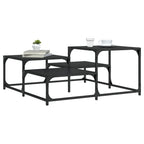 vidaXL Black Engineered Wood Coffee Table - Contemporary Sofa Center Desk with Metal Frame, Multi-Level Display Surface, Adjustable Feet, 34.4"x34.4"x15.7"