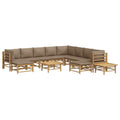 vidaXL 12 Piece Patio Lounge Set with Taupe Cushions Bamboo