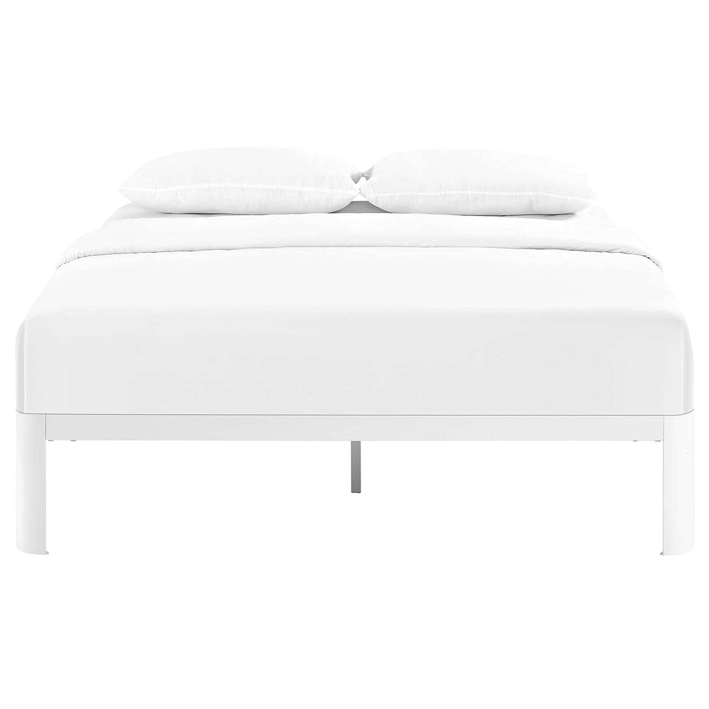 Modway Corinne Steel Modern Mattress Foundation Full Bed Frame With Wood Slat Support In White