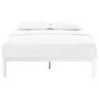 Modway Corinne Steel Modern Mattress Foundation Full Bed Frame With Wood Slat Support In White