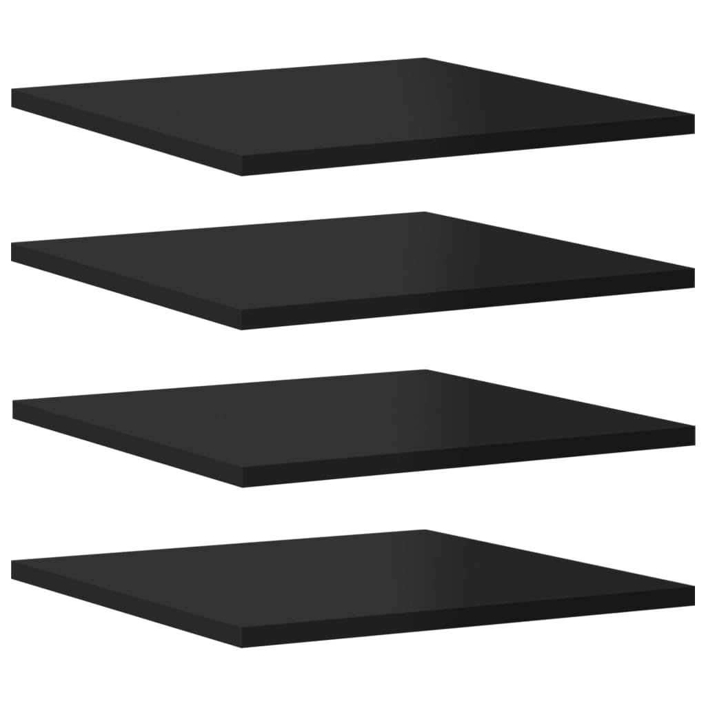 vidaXL High-Gloss Black Bookshelf Boards 8-Piece Set, 15.7x15.7x0.6, Engineered Wood, Easy-Clean, Perfect for Additional Storage