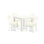 East West Furniture OXAD5-LWH-LC 5 Piece Kitchen Table Set for 4 Includes a Square Dining Room Table and 4 Faux Leather Upholstered Dining Chairs, 36x36 Inch, Linen White