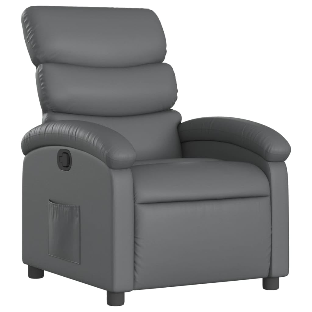 vidaXL Reclining Armchair, Seat with Armrest Back, Television Rest Armchair, Lounge Office Chair, Synthetic Leather Grey