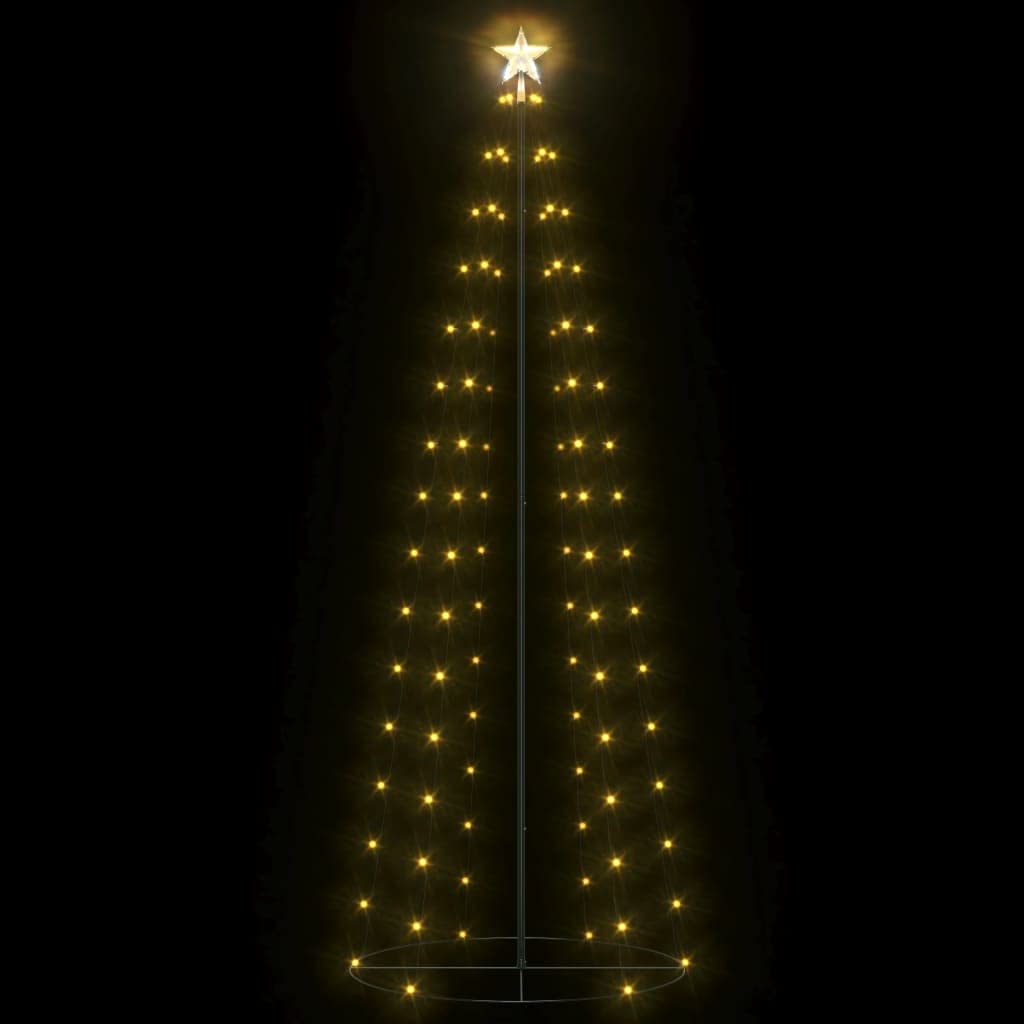 'vidaXL 2x6ft Christmas Cone Tree with Warm White LED Lights - PVC, Metal Material - Black Wire - Suitable for Indoor/Outdoor Decor - Easily Assembled, Includes Adapter