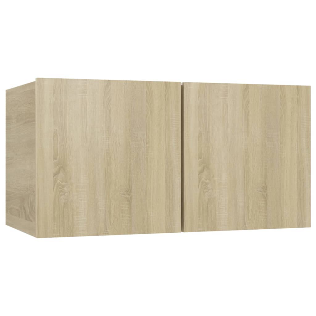 vidaXL TV Cabinet Set 8 Piece Home Indoor Hanging Wall-Mounted Stereo Plasma HiFi Cabinet TV Stand Unit Furniture Sonoma Oak Engineered Wood