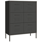 vidaXL Anthracite Drawer Cabinet - Industrial-Style Steel Storage Unit with 6 Drawers, Fully Extendable - Compact and Easy to Clean – 31.5"x13.8"x40"