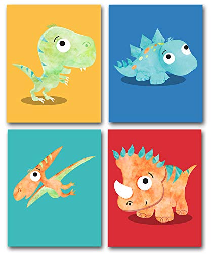 Baby Dinosaurs - Great Baby Shower and Nursery Decor, Toddler Boy Room Cute Dinos Decoration, Colorful Dinosaur Bedroom Display 