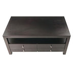 Ergode Wood Stafford Coffee Table | Oyster Gray Finish | Slatted Side Panels | Full-Size Drawer | Lower Shelf | Solid & Composite Wood (92643-VV)