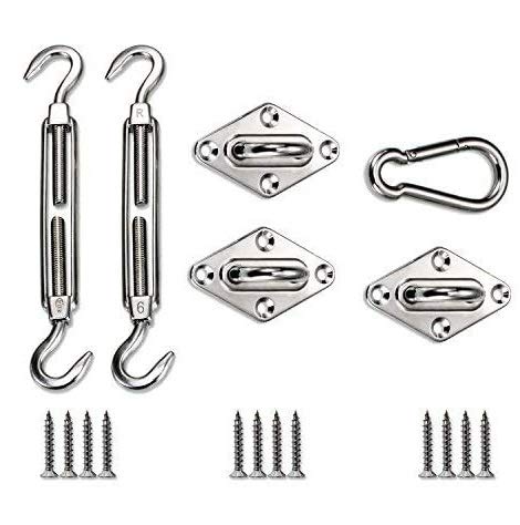 Patio Paradise Heavy Duty Shade Sail Hardware Kit for Square and Rectangle Sun Shade Sail Installation - 6 Inch