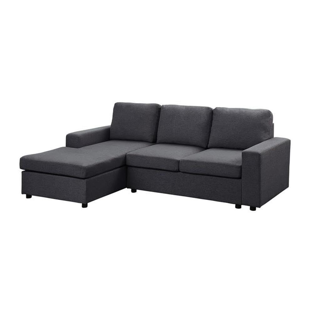 Lilola Home Aurelle Sofa with Reversible Chaise in Dark Gray Linen