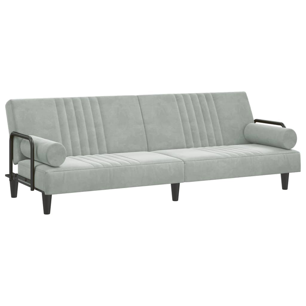vidaXL Elegant Light Gray Velvet Sofa Bed with Armrests - Versatile and Durable Sleeper Sofa - Stylish Modern Design - 100% Polyester Velvet, Foam Filling, and Plywood.