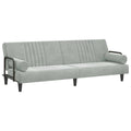 vidaXL Elegant Light Gray Velvet Sofa Bed with Armrests - Versatile and Durable Sleeper Sofa - Stylish Modern Design - 100% Polyester Velvet, Foam Filling, and Plywood.