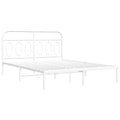 vidaXL Double Bed Frame with Headboard - Robust Metal Construction, Ample Storage, Modern Design - White, 59.1"x78.7"