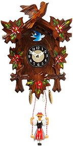 Alexander Taron 0126-6Sq Engstler Battery-Operated Clock-Mini Size With Music/Chimes-6.75" H X 5" W X 2.75" D, Brown