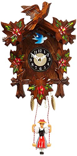 Alexander Taron 0126-6Sq Engstler Battery-Operated Clock-Mini Size With Music/Chimes-6.75" H X 5" W X 2.75" D, Brown