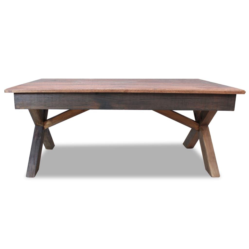 vidaXL Farmhouse-Style Coffee Table | Solid Reclaimed Wood | Sturdy, Rustic and Unique | Easy Assembly, 43.3"x23.6"x17.7" – Rectangular Living Room Centerpiece