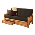 Kodiak Furniture Lodge Storage Futon with Linen Fabric Mattress in Natural/Gray