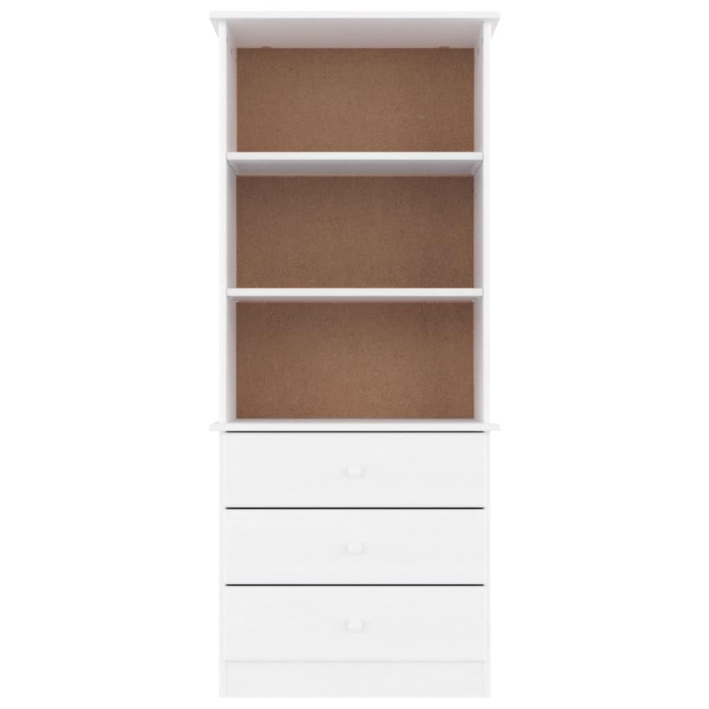 vidaXL ALTA Wooden Bookcase with Drawers - Solid Pine Wood - Rustic and Versatile Storage Shelf - 23.6&quot;x13.8&quot;x55.9&quot; - Freestanding Display Cabinet for Books, Magazines, and Documents
