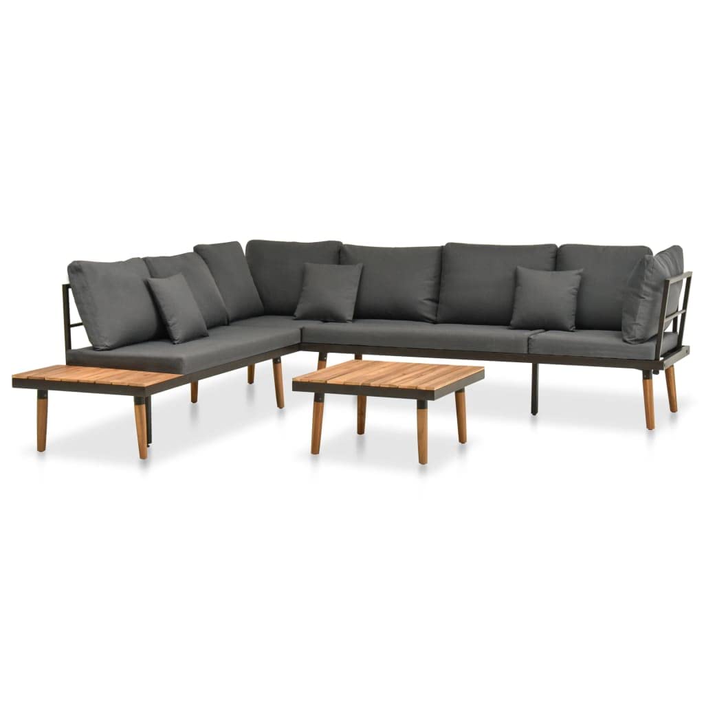 vidaXL 4 Piece Patio Lounge Set with Cushions - Solid Acacia Wood Outdoor Sofa Set with Adjustable Table - Weather Resistant Gar