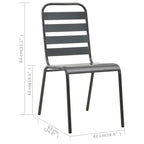 vidaXL Patio Dining Set 5 Piece, Dining Table and Slatted Chairs, Patio Furniture Set for Garden, Conversation Set, Industrial, Steel Dark Gray