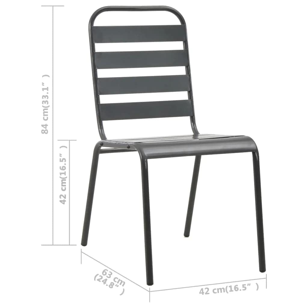 vidaXL Patio Dining Set 5 Piece, Dining Table and Slatted Chairs, Patio Furniture Set for Garden, Conversation Set, Industrial, Steel Dark Gray