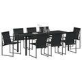 vidaXL Garden Dining Set 9 pcs Black Textilene and Steel
