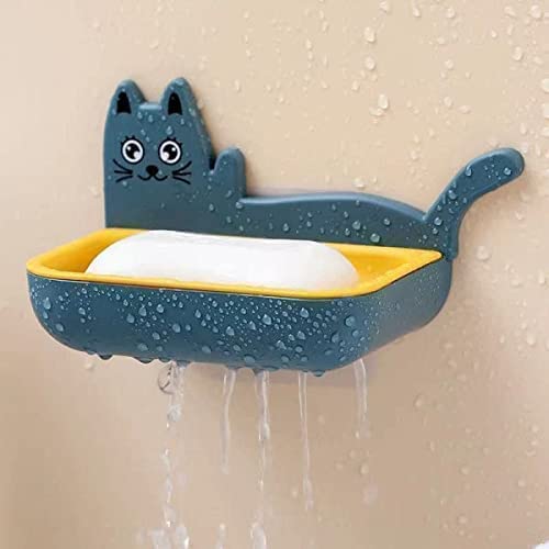 Wisik enterprise Cat soap Dish Self Adhesive Wall Mounted Soap Stand Holder Dispenser for Bathroom, Kitchen, wash Basin Single L