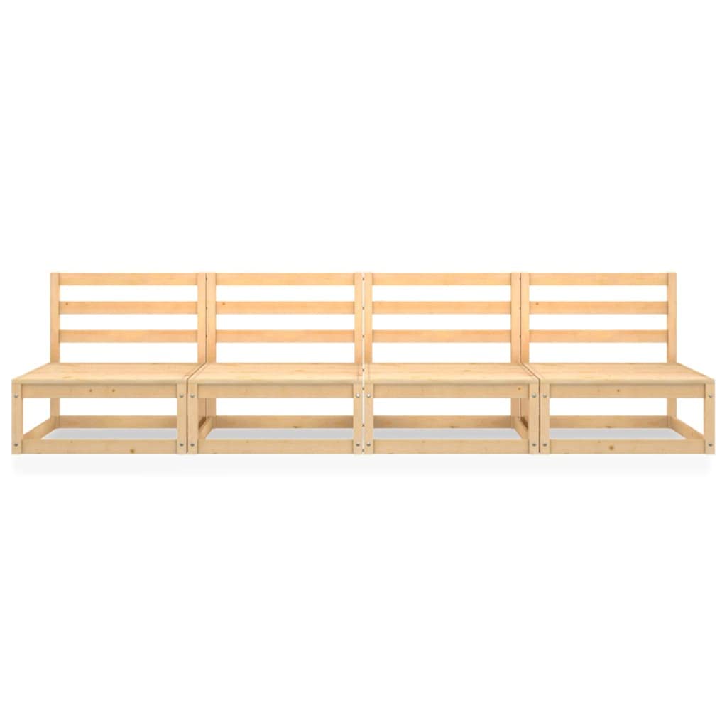 vidaXL Solid Pinewood Patio 4-Seater Sofa Garden Outdoor Lawn Yard Terrace Balcony Wooden Sectional Middle Sofa Seat Seating Furniture