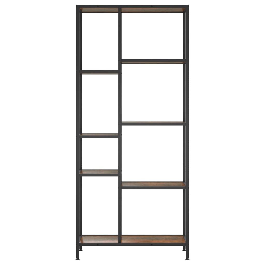 vidaXL Modern Steel and Engineered Wood Book Shelf - Freestanding, Multi-Tier Storage Shelving Unit for Home and Office, Dark Brown and Black'.