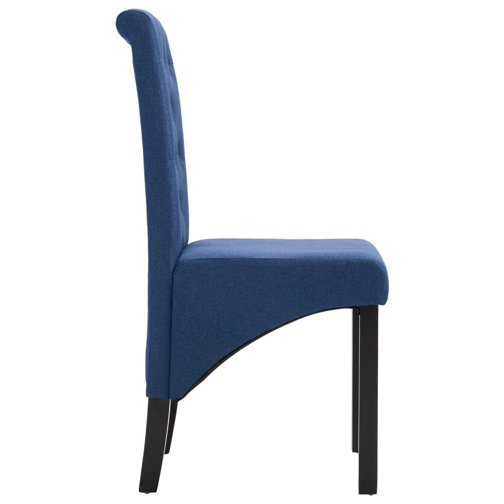vidaXL Elegant Dining Chairs with Blue Fabric Upholstery and Solid Wooden Legs, Ergonomic Design for Comfort, Set of 2