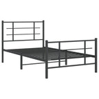 vidaXL Metal Single Bed Frame - Black Steel with Headboard/Footboard, Breathable Support Slats, Under-Bed Storage | 39.4"x78.7" Dimensions