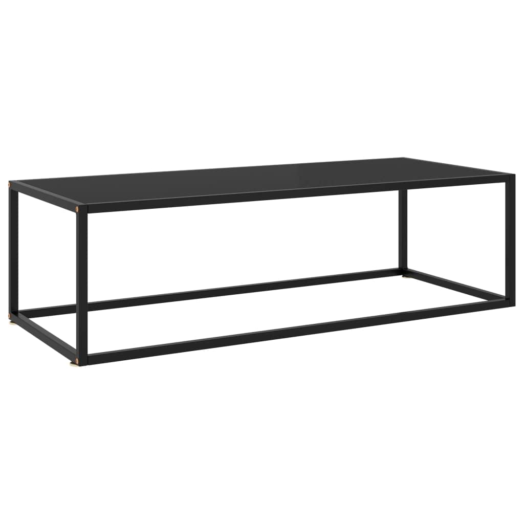 vidaXL Tempered Glass Coffee Table - Rectangular, Powder-Coated Steel Base, Spacious Surface, Easy to Clean, Assembly Required, Modern Design, Black