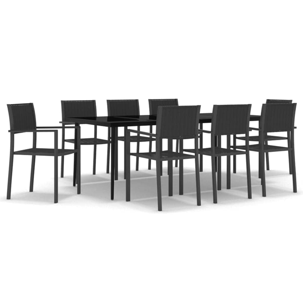 vidaXL Patio Dining Set 9 Piece Garden Outdoor Terrace Balcony Backyard Dining Dinner Dinette Seating Table and Chair Furniture Black