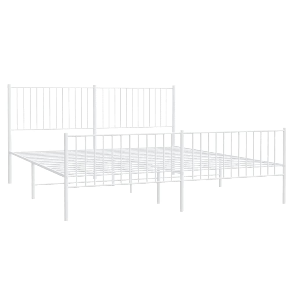 vidaXL 12-Inch White Metal King Bed Frame with Headboard & Footboard, Heavy-Duty Construction with Under-Bed Storage for Modern Bedroom, No Box Spring Needed & Easy Assembly, No Mattress