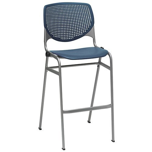 Kfi Seating Kool Series Polypropylene Bar Stool With Perforated Back, Light Grey Finish