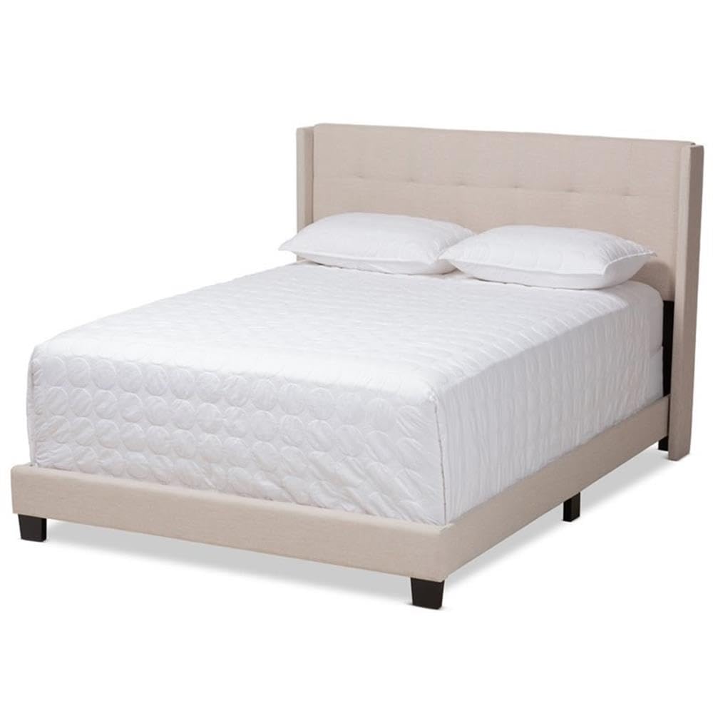 Baxton Studio Lisette Modern and Contemporary Beige Fabric Upholstered King Size Bed