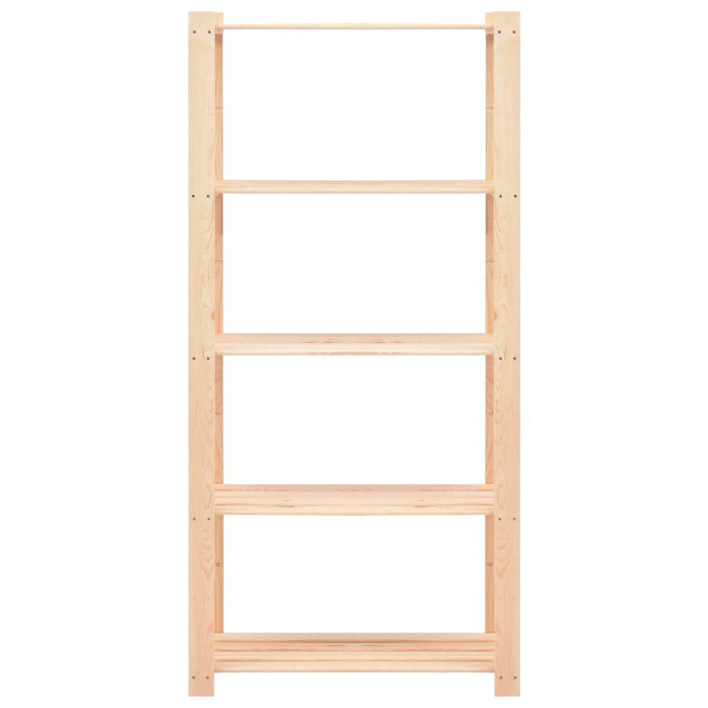 Vidaxl Solid Pinewood 5-Tier Storage Racks - Pack Of 10 Pieces - Natural Finish - Strong Load-Bearing Capacity - Suitable For Kitchen, Office, Garage, Laundry Room - Easy Assembly With Included Mo...