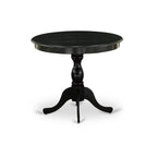 East West Furniture Anva5-Blk-W 5 Piece Modern Dining Table Set Includes A Round Kitchen Table With Pedestal And 4 Dining Room Chairs, 36X36 Inch, Black
