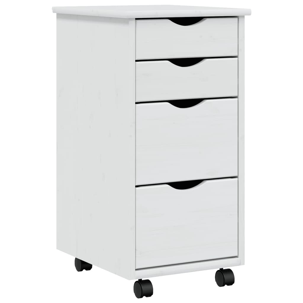 vidaXL Moss 4-Drawer Chest, Solid Pine Wood Mobile File Cabinet, Storage Cabinet on Wheels, Chest of Drawers for Home Office, Easy Assembly & Maintenance, 13.4x15.4x25.8, White