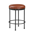 Montecarlo Caramel Faux Leather and Metal Backless Counter Height Stool