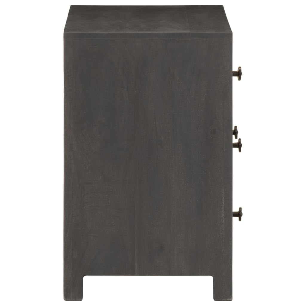 vidaXL Sideboard - Solid Mango Wood Cabinet/Drawer - Gray & White, 29.5"x13.8"x21.7" - Hand Carved Modern Furniture Piece