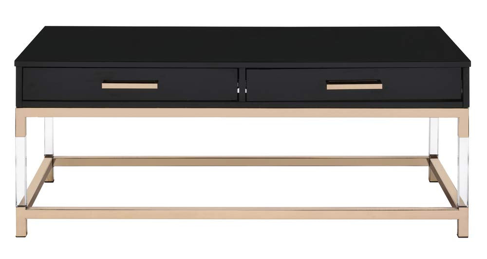 Acme Adiel Wooden Coffee Table With 2 Storage Drawers In Black And Gold