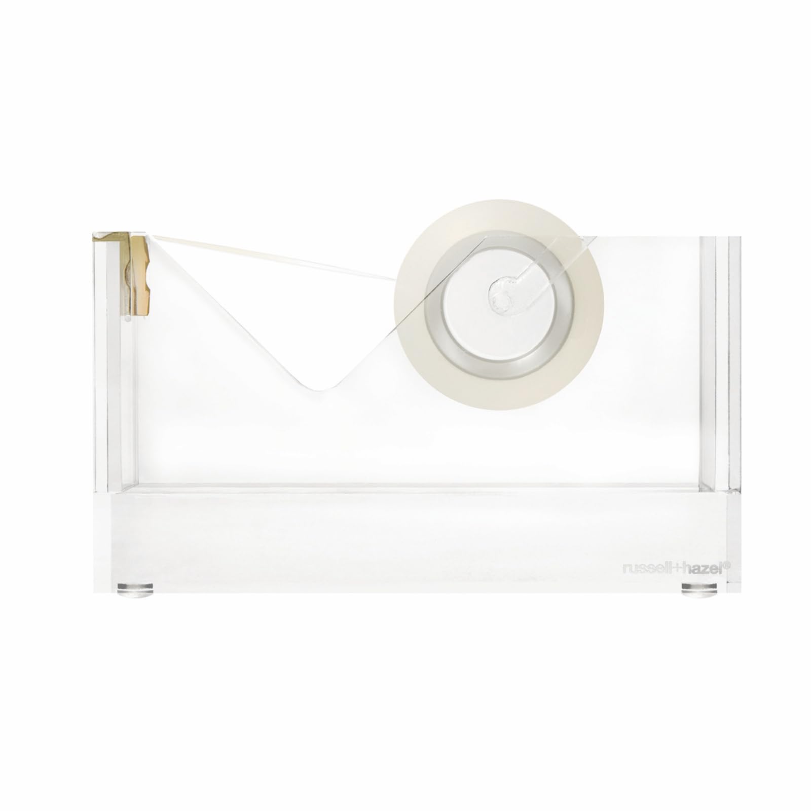 Russell+Hazel Acrylic Tape Dispenser, Clear With Gold-Toned Hardware, 1-13/16    X 6    X 3-3/8    (31734)