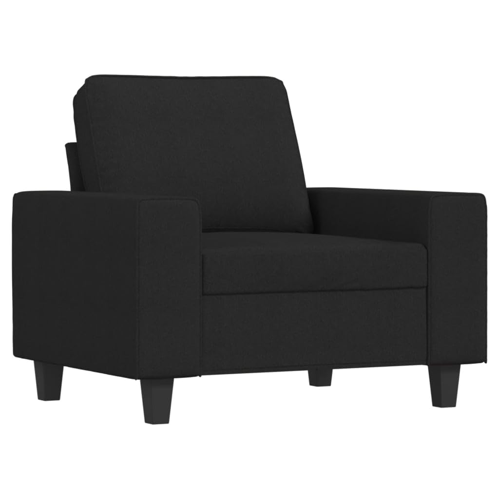 vidaXL 3 Piece Sofa Set - Black Fabric - Modern Seating Furniture for Living Room Lounge - Comfortable with Durable Material and Easy Assembly