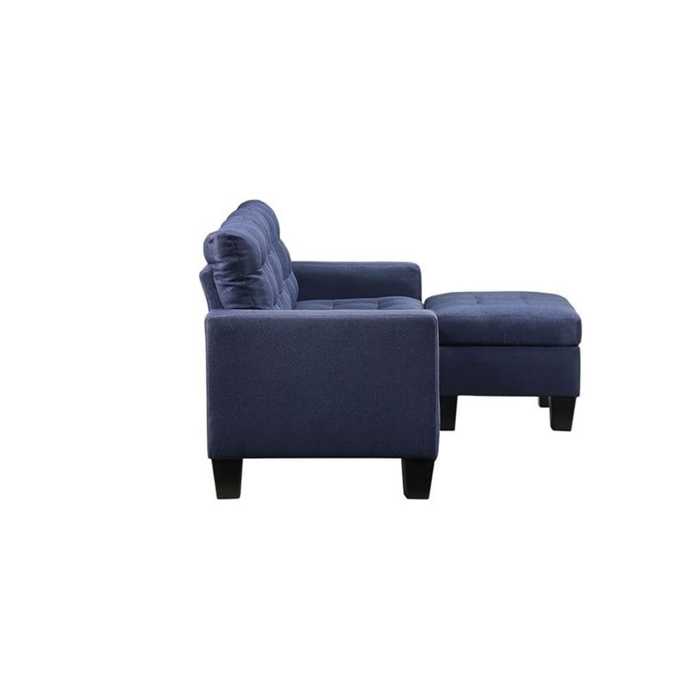 Acme Earsom Tufted Upholstered Sectional Sofa in Blue Linen