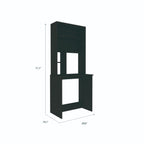 Xalo Computer Hutch Desk, Lower Shelf, 4 Shelves, Black