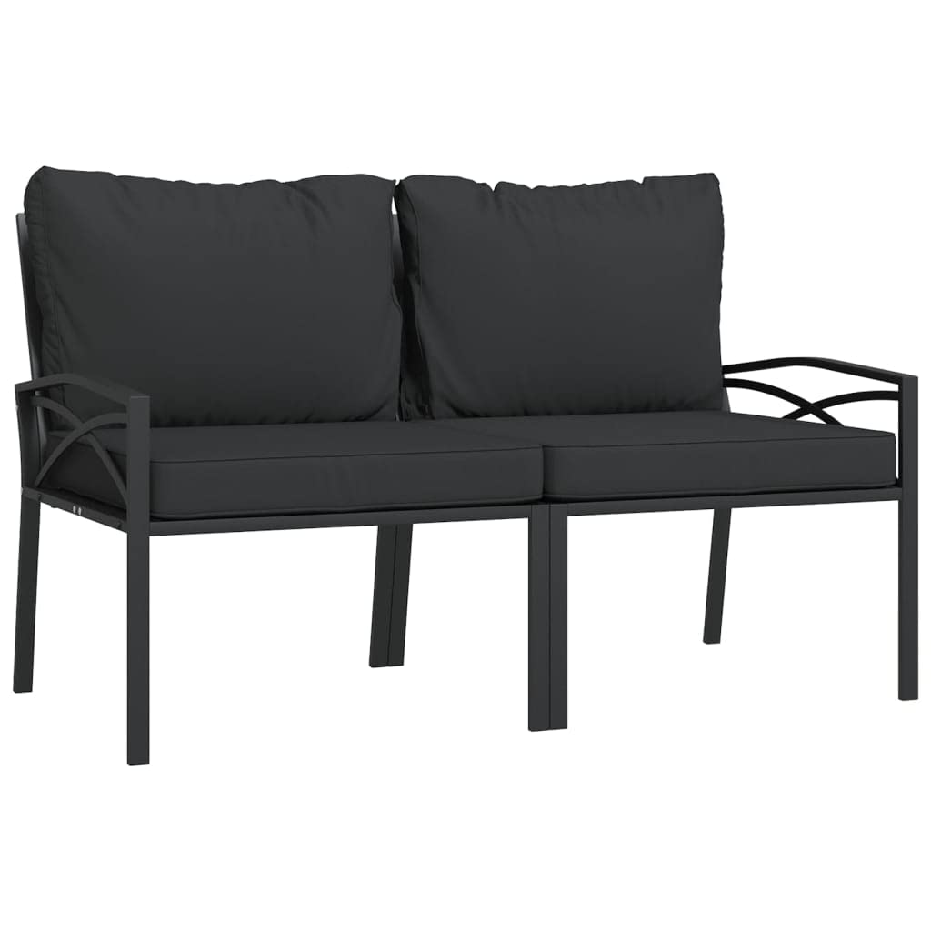 vidaXL 6-Piece Outdoor Patio Lounge Set with Coffee Table, Corner Chair, Middle Chairs, Side Chairs, Steel Structure, Powder-Coating, Removable Gray Cushions