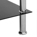 vidaXL Transparent Tempered Glass Side Table - 2-Tier End Console Table - Stainless Steel Legs Support - Modern Style Furniture
